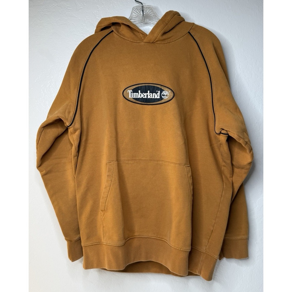 Timberland Circle Logo Hoodie Wheat Black Size M Athletic Active‎ Relaxed Retro